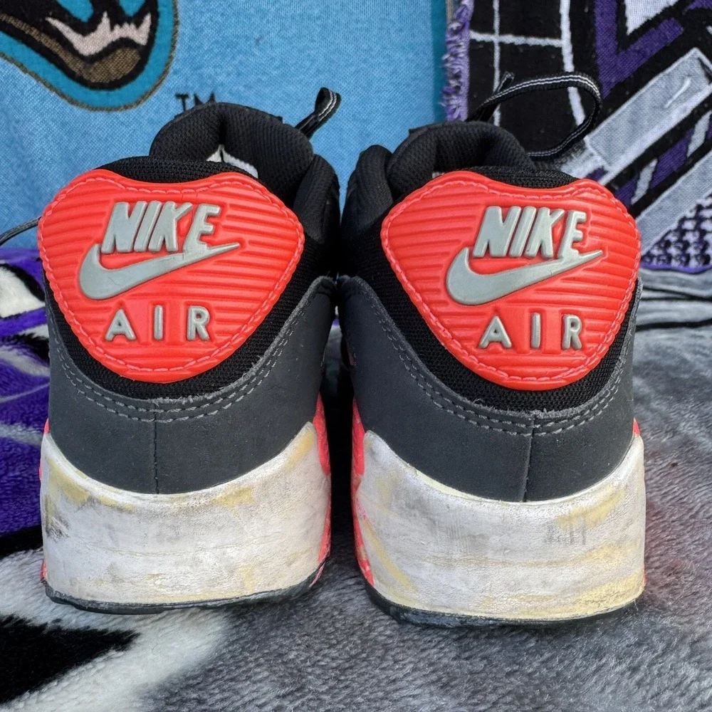 Size 4.5y - Nike Air Max 90 (GS) Infrared‎ gray Black 2013 (307793-080)